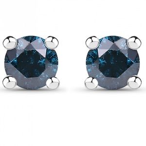 NWOT 0.21 CTW Blue Diamond Rhodium over Solid 925 Sterling Silver Earrings